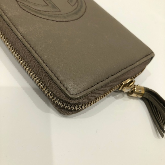 Gucci Grey Soho Interlocking G Zip Around Long Wallet Sku#84491 (Gently used) - Picture 8 of 16